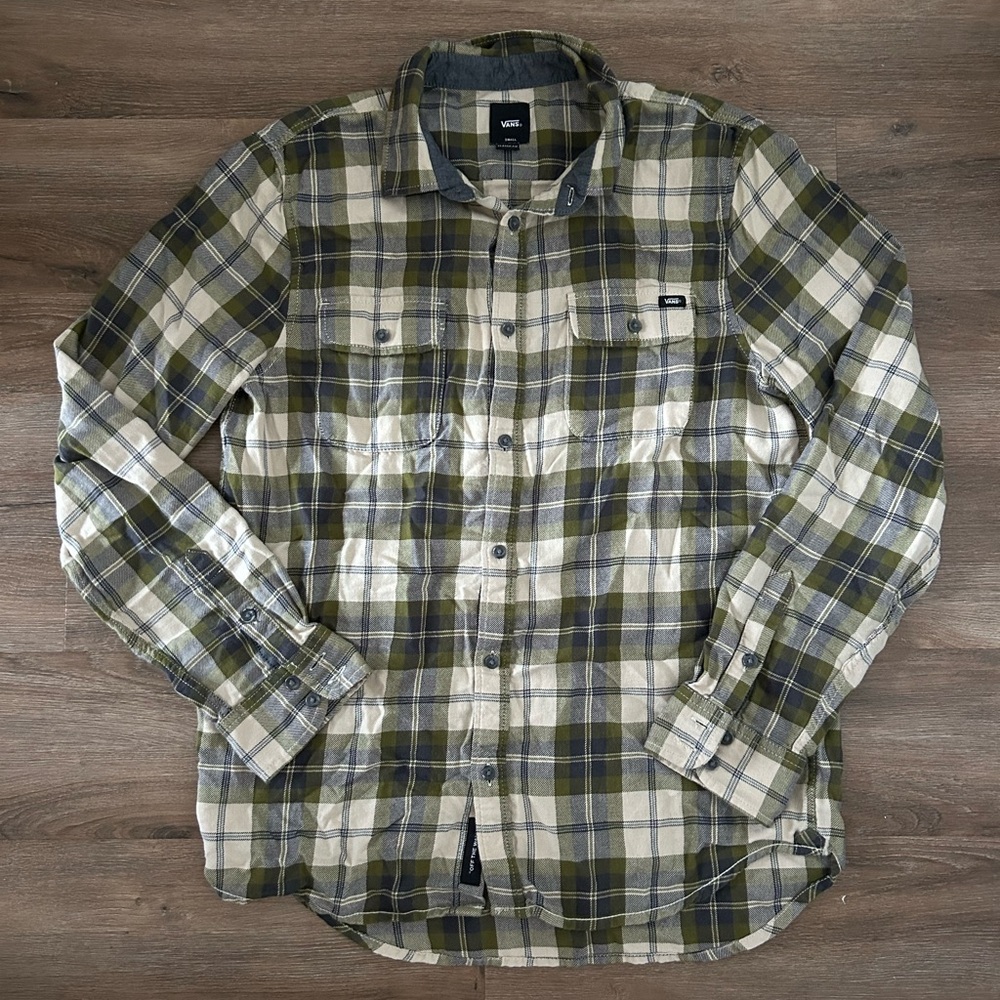 Vans Green and Cream Plaid Shirt